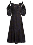 Rebecca Taylor Cut-out Shoulder Floral Fil Coup Midi Dress