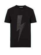 Matchesfashion.com Neil Barrett - Lightning Bolt Print Cotton Blend T Shirt - Mens - Black