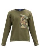 Matchesfashion.com Junya Watanabe - Camouflage-pocket Cotton-blend Long-sleeve T-shirt - Mens - Khaki