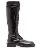 Matchesfashion.com Ann Demeulemeester - Knee High Lace Up Leather Boots - Womens - Black