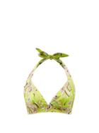 Emilio Pucci - Africana-print Halterneck Bikini Top - Womens - Green Print