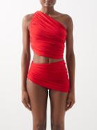 Norma Kamali - Diana One-shoulder Ruched Bikini Top - Womens - Red