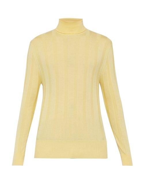 Matchesfashion.com King & Tuckfield - Merino Wool Roll Neck Sweater - Mens - Yellow