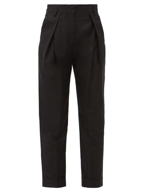 Matchesfashion.com Ann Demeulemeester - Bonami Pleated Wool Blend Trousers - Womens - Black