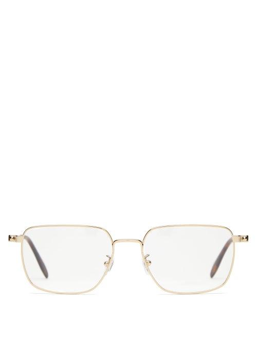 Matchesfashion.com Alexander Mcqueen - D Frame Metal And Tortoiseshell Acetate Glasses - Mens - Gold