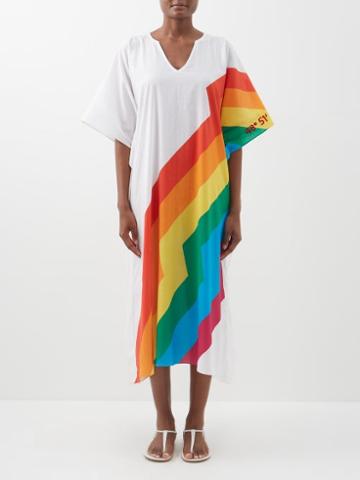 Kilometre Paris - Voyager Cotton-khadi Kaftan - Womens - White Multi