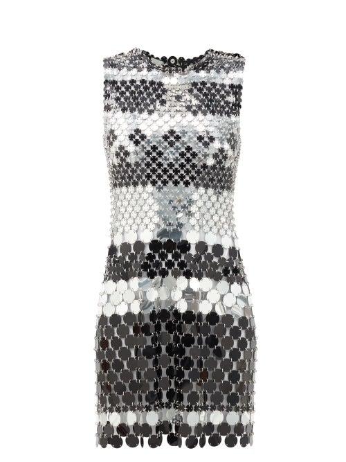Matchesfashion.com Paco Rabanne - Sequinned Chainmail Mini Dress - Womens - Black Silver