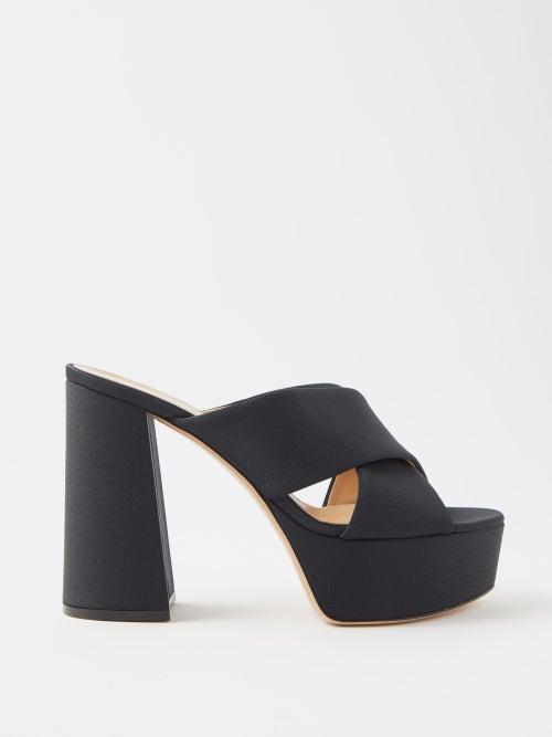Gianvito Rossi - 70 Satin Platform Mules - Womens - Black