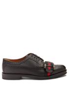 Matchesfashion.com Gucci - Web Strapped Leather Brogues - Mens - Black
