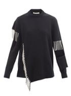 Christopher Kane - Crystal-tassel Cutout Wool Sweater - Womens - Black