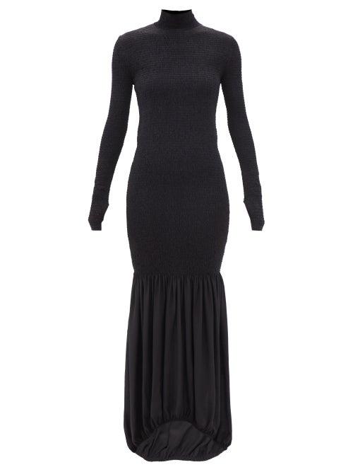 Petar Petrov - Annick High-neck Shirred Silk-crepe Dress - Womens - Black