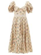 Agua By Agua Bendita - Palmera Floral-print Cotton-poplin Dress - Womens - Peach Pink
