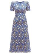 Matchesfashion.com Saloni - Bianca Printed Silk Crepe Dress - Womens - Blue Print