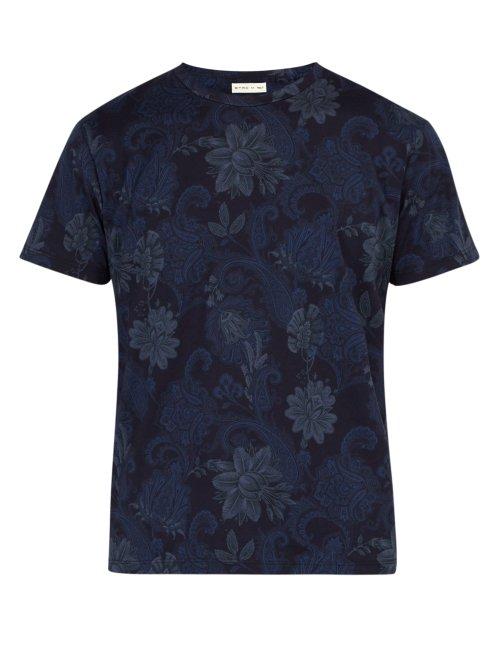 Matchesfashion.com Etro - Paisley Print Cotton T Shirt - Mens - Blue