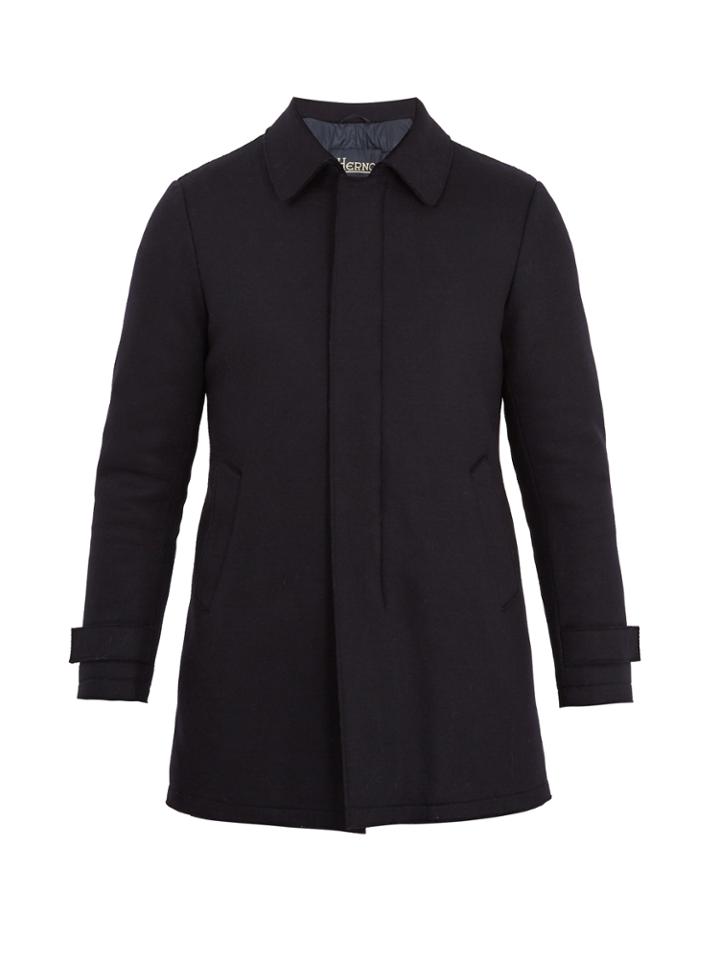 Herno Point-collar Waterproof Padded Wool-blend Coat