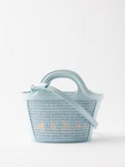 Marni - Tropicalia Micro Faux Raffia & Leather Basket Bag - Womens - Light Blue