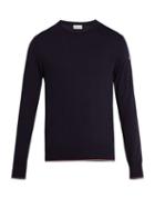 Matchesfashion.com Moncler - Crew Neck Wool Sweater - Mens - Navy