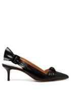 Matchesfashion.com Francesco Russo - Knotted Leather Kitten Heel Pumps - Womens - Black
