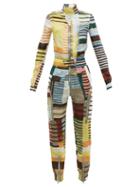 Matchesfashion.com Rick Owens Drkshdw - Ies Geometric-print Crepe Boiler Suit - Womens - Grey Multi