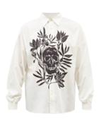 Alexander Mcqueen - Floral Skull-print Organic-cotton Poplin Shirt - Mens - White Black