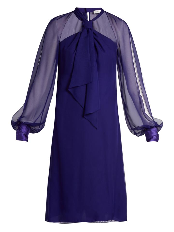 Lanvin Halterneck Balloon-sleeved Voile Dress