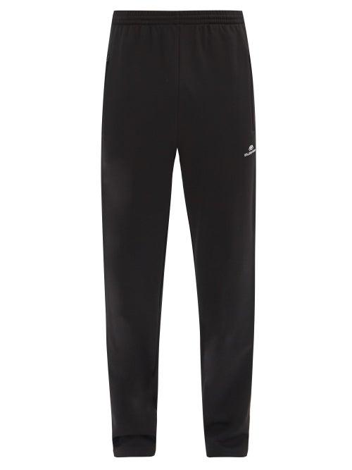 Matchesfashion.com Balenciaga - Logo-embroidered Side-stripe Jersey Track Pants - Mens - Black White