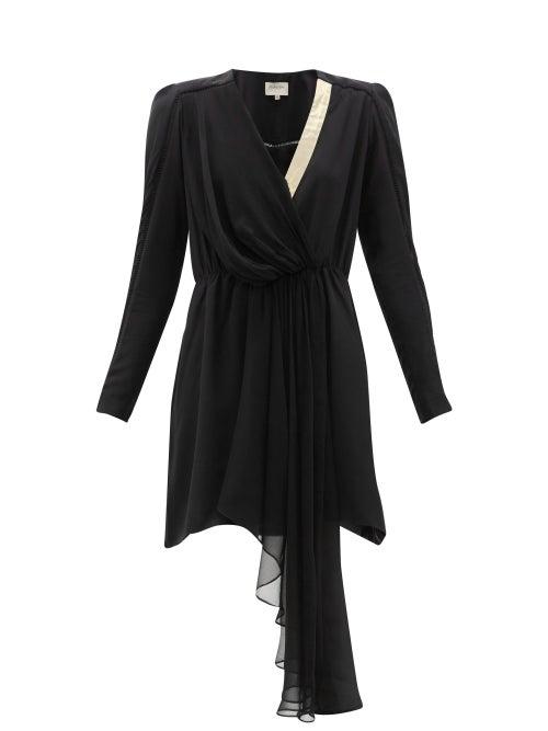Matchesfashion.com Zeus + Dione - Lysia Draped Silk Crepe De Chine Mini Dress - Womens - Black Multi