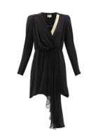 Matchesfashion.com Zeus + Dione - Lysia Draped Silk Crepe De Chine Mini Dress - Womens - Black Multi