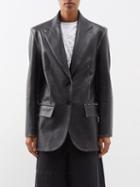Mm6 Maison Margiela - Oversized Distressed Leather Blazer - Womens - Black