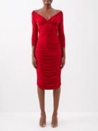 Norma Kamali - Tara Ruched Stretch-jersey Dress - Womens - Red