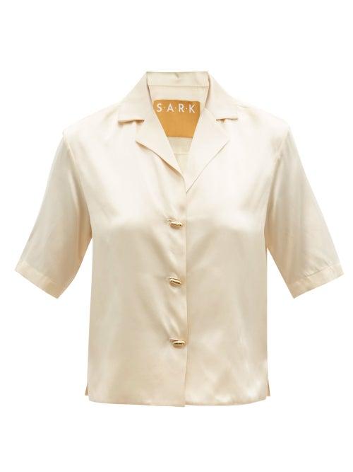 Matchesfashion.com S.a.r.k - Pill-button Silk-satin Shirt - Womens - Cream