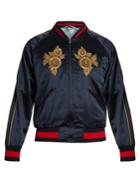 Gucci Floral-embroidered Satin Bomber Jacket