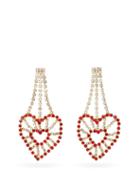 Matchesfashion.com Rosantica - Heart Crystal-embellished Chandelier Earrings - Womens - Red Multi