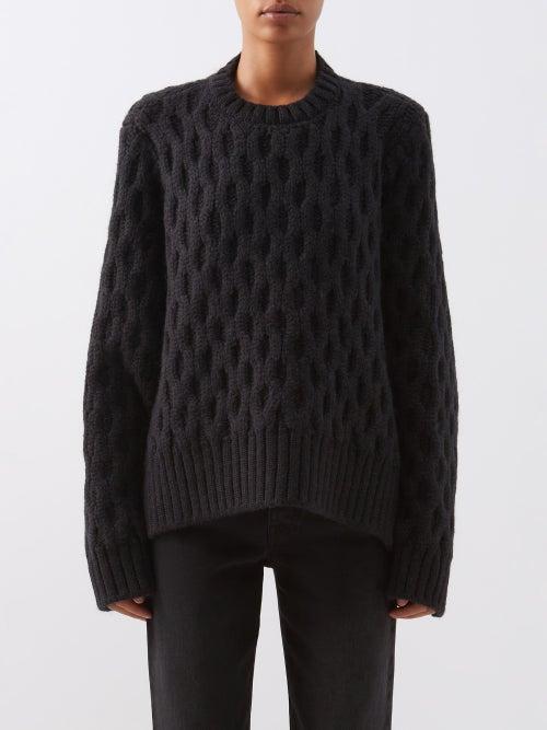 Raey - Organic-wool Blend Cable Knit Sweater - Womens - Black