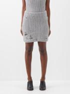 Jw Anderson - Distressed Cotton-blend Mini Skirt - Womens - Grey