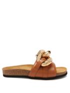 Ladies Shoes Jw Anderson - Chain Leather Slides - Womens - Tan