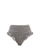 Matchesfashion.com Solid & Striped - The Lana Ruffled Gingham Seersucker Bikini Briefs - Womens - Black White