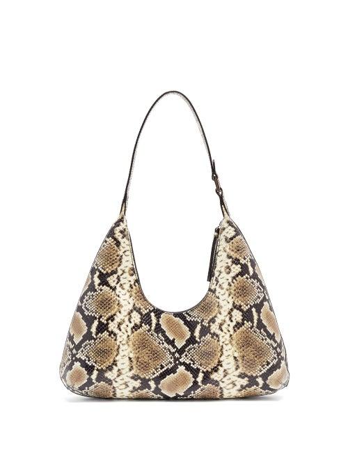 Matchesfashion.com By Far - Amber Python-embossed Leather Shoulder Bag - Womens - Black Multi