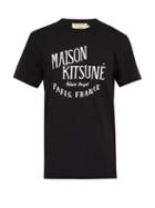 Matchesfashion.com Maison Kitsun - Palais Royal Logo Print Cotton T Shirt - Mens - Black