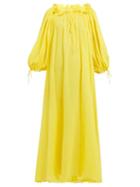 Matchesfashion.com Three Graces London - Almost A Honeymoon Crinkle Cotton Dress - Womens - Yellow