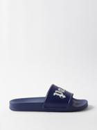 Palm Angels - Logo-embossed Rubber Slides - Mens - Blue White