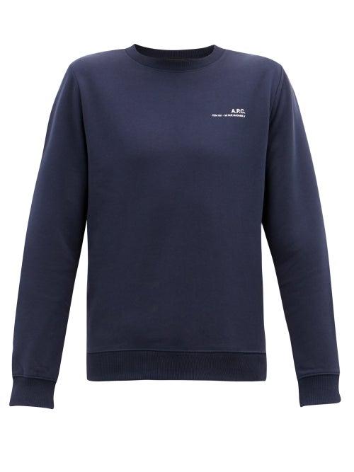 Matchesfashion.com A.p.c. - Logo-print Cotton Sweatshirt - Mens - Dark Navy
