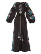 Vita Kin Marigold-embroidered Linen Maxi Dress