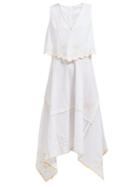 Matchesfashion.com See By Chlo - Embroidered Scallop Trim Cotton Midi Dress - Womens - Ivory