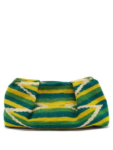 Sensi Studio - Maxi Stripe-weave Sisal Clutch Bag - Womens - Green Multi
