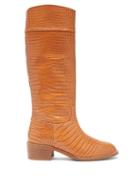 Aquazzura - Petra 45 Crocodile-effect Leather Boots - Womens - Tan