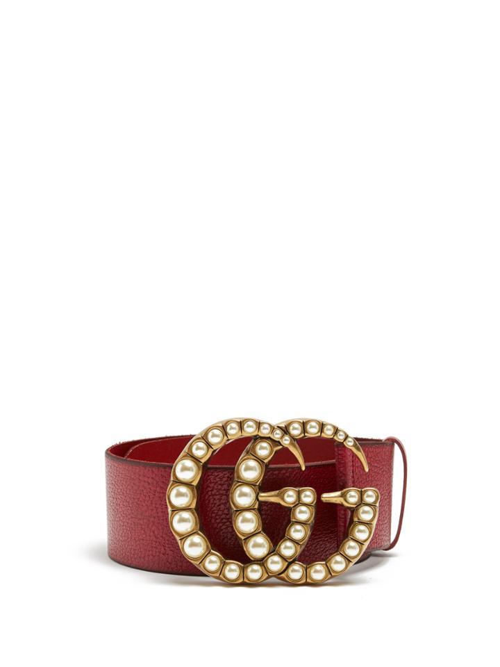 Gucci Gg-logo Embellished 7cm Leather Belt