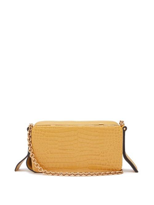 Matchesfashion.com Lutz Morris - Elise Crocodile Effect Leather Shoulder Bag - Womens - Yellow