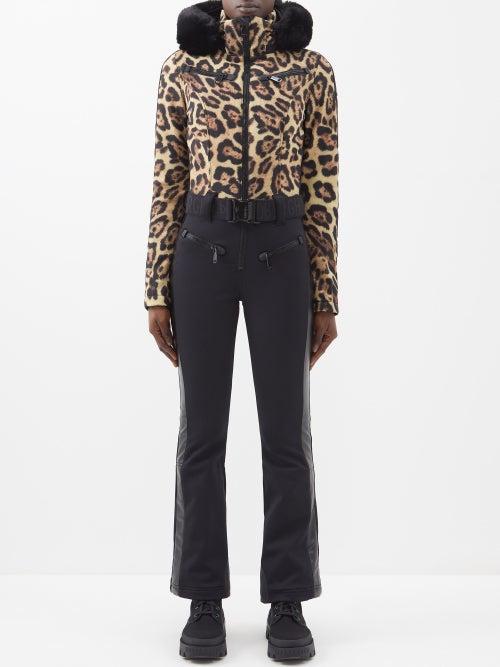 Goldbergh - Lynx Faux-fur Hood Softshell Ski Suit - Womens - Leopard