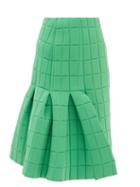 A.w.a.k.e. Mode - Box-pleated Quilted-poplin Midi Skirt - Womens - Green